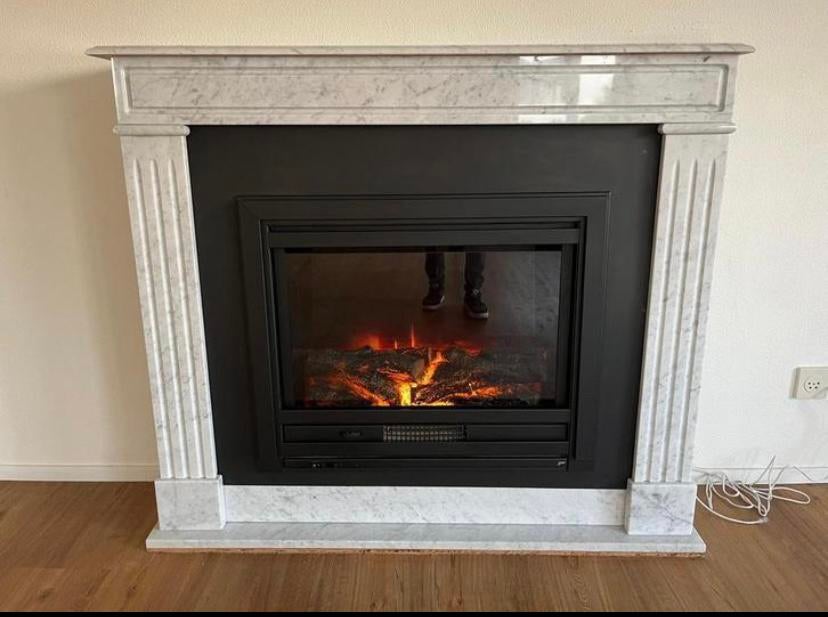Elektrische kachel schouw van carrara marmer verwarming, Huis en Inrichting, Kachels, Ophalen, Gebruikt, Overige soorten, Elektrisch