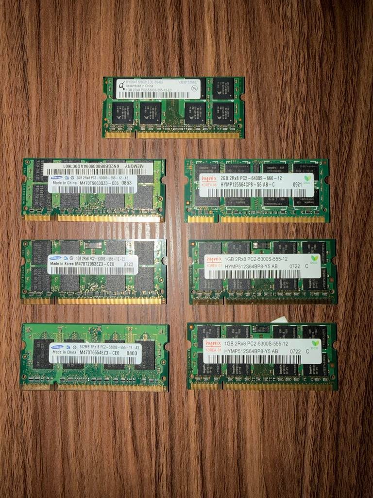 PC2 SODIMM Geheugen - Verschillende Capaciteiten, Computers en Software, RAM geheugen, Ophalen of Verzenden, DDR2, Laptop, Gebruikt