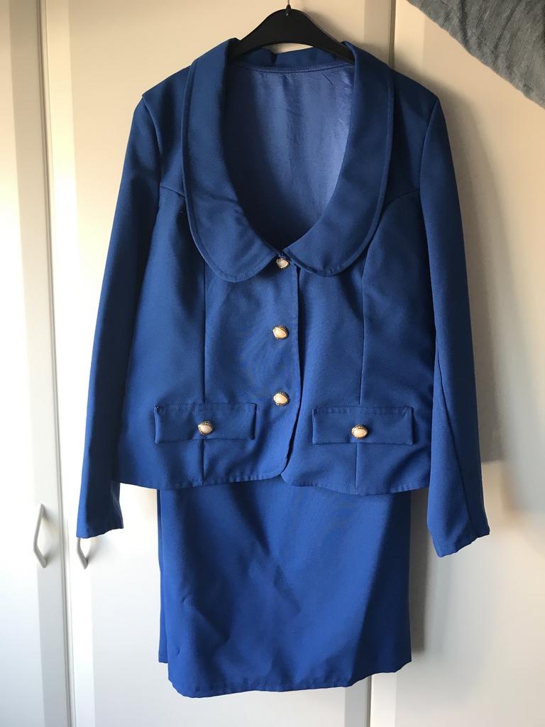 Kobalt blauw mantelpak maat 40 - Carnaval, Maat 38/40 (M), Carnaval, Ophalen of Verzenden, Zo goed als nieuw