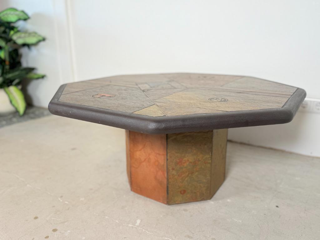 Fedam achthoekige salontafel, brutalistische stijl, Huis en Inrichting, Tafels | Salontafels, Ophalen, Overige materialen, Gebruikt