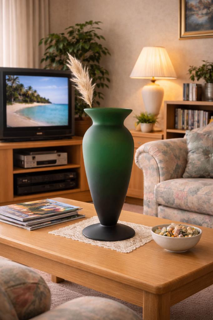 Vintage vaas, Huis en Inrichting, 50 tot 75 cm, Ophalen of Verzenden, Groen, Glas