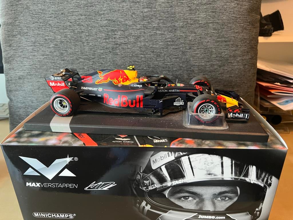 Max Verstappen Minichamps 2018 Mexican GP 1:18, Ophalen, Zo goed als nieuw, Auto, MiniChamps