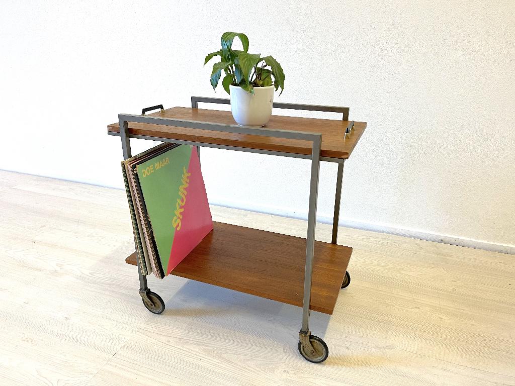 vintage pastoe bijzettafel trolly lp kast platenkast jaren60, Verzamelen, Ophalen of Verzenden, Huis en Inrichting