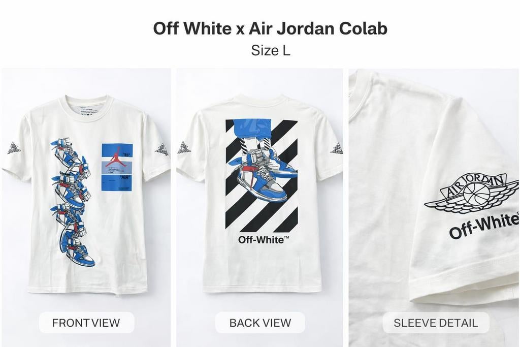 OFF WHITE x Air Jordan T-shirt - Maat L, Kleding | Heren, T-shirts, Maat 52/54 (L), Off-White, Wit, Ophalen of Verzenden