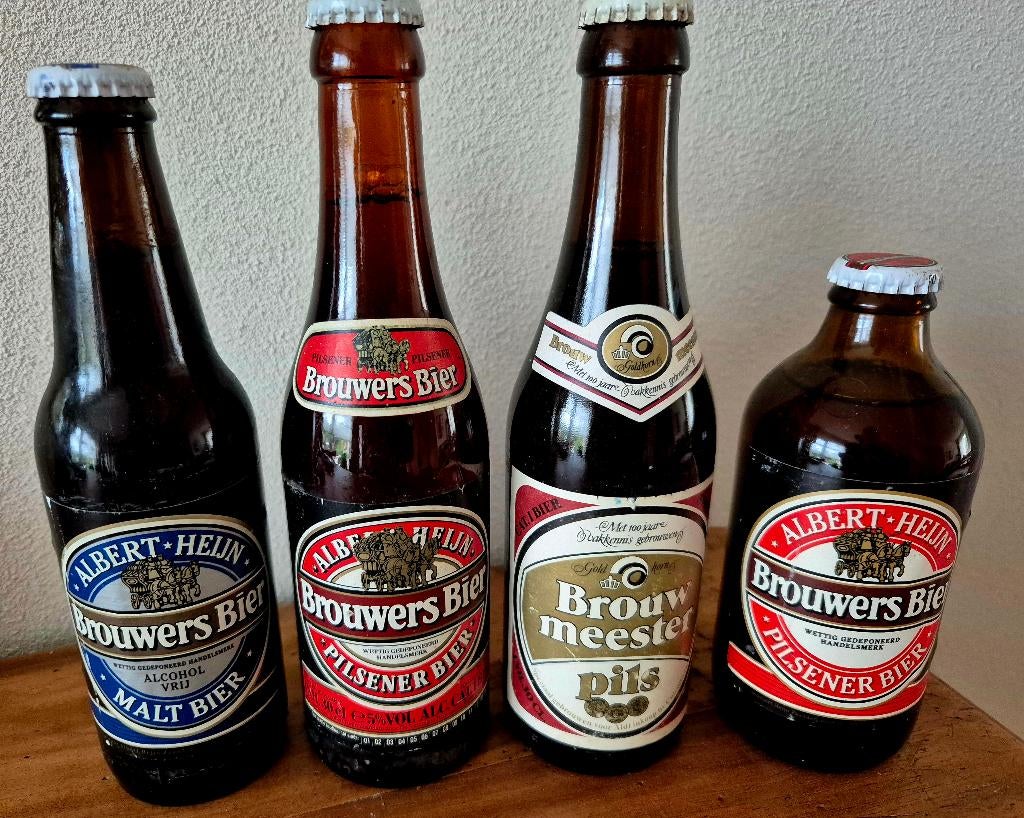4 hele oude volle flessen BROUWERS bier Albert Heijn, Ophalen of Verzenden, Zo goed als nieuw, Flesje(s), Overige merken
