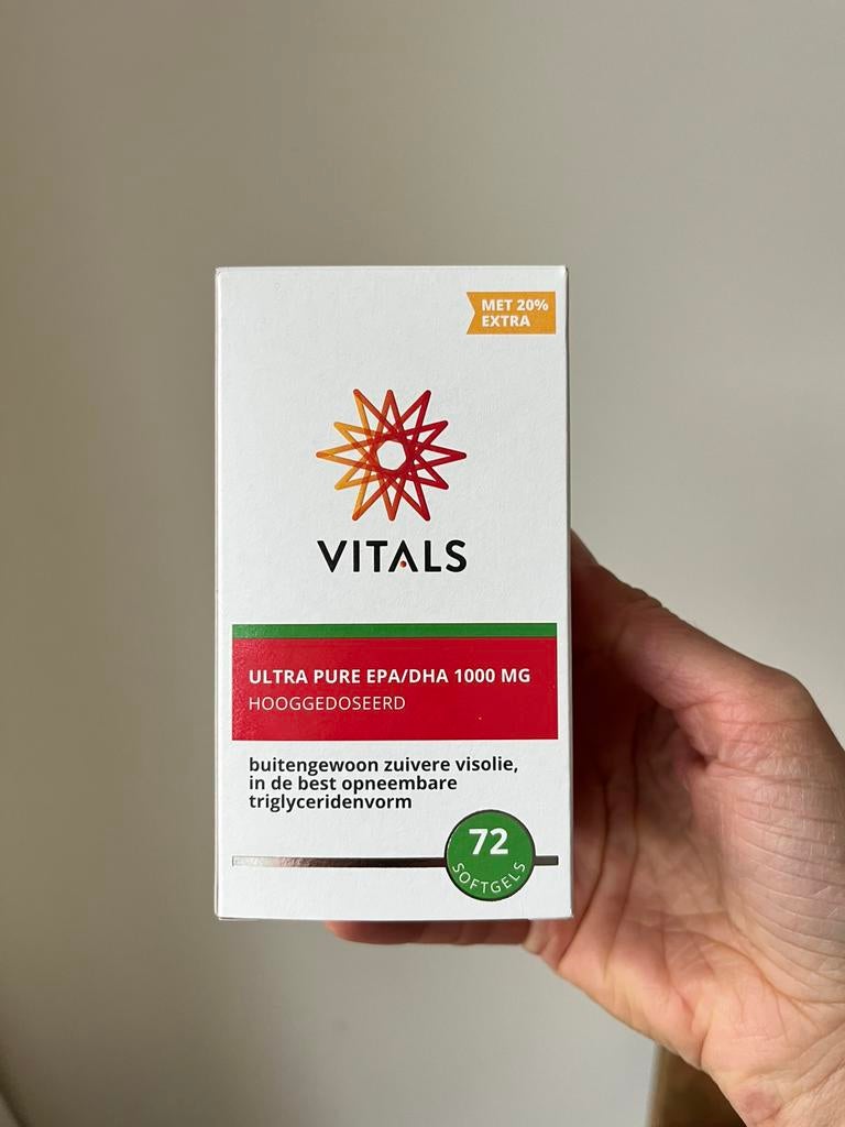 Vitals ULTRA PURE EPA/DHA 1000 mg – 72 capsules = 20% extra!, Sport en Fitness, Gezondheidsproducten en Wellness, Ophalen of Verzenden