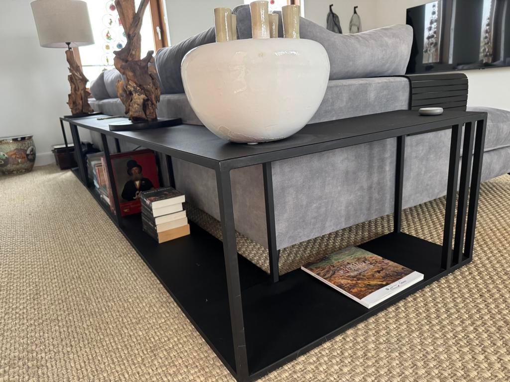 Initials by Haans Zwart stalen sidetable /banktafel Modulair, Ophalen, 200 cm of meer, Zo goed als nieuw, 25 tot 50 cm