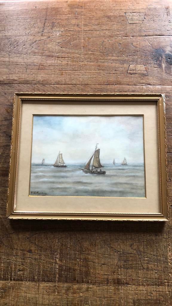 H W Mesdag aquarel, Ophalen of Verzenden