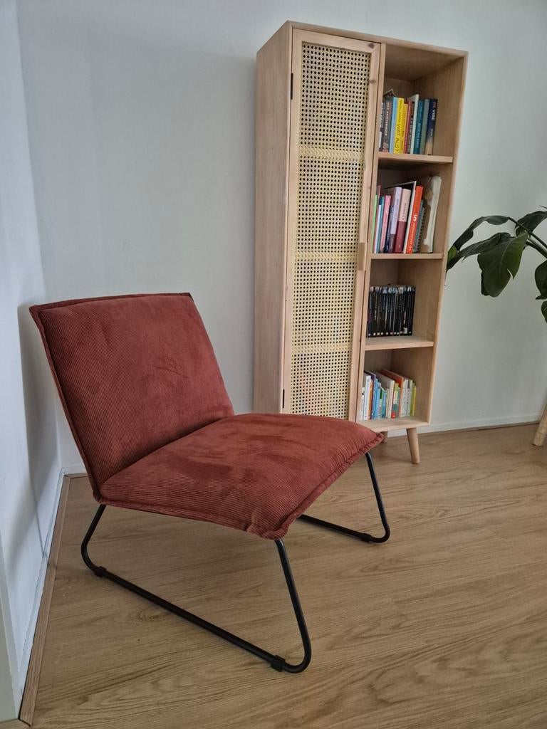 Oud roze fauteuil - terracotta kleur, Ophalen, Gebruikt, Stof, Modern