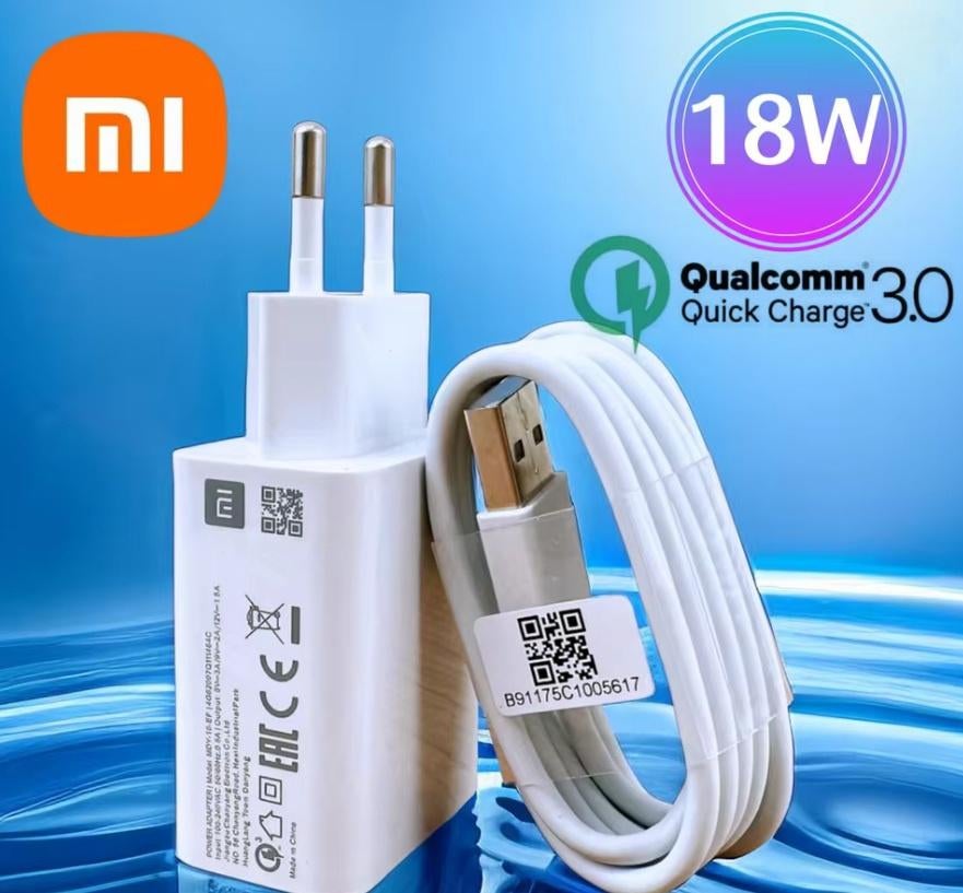 Originele Xiaomi 18W Snellader + USB-C Kabel QC 3.0 Adapter, Telecommunicatie, Mobiele telefoons | Telefoon-opladers, Nieuw, Overige merken