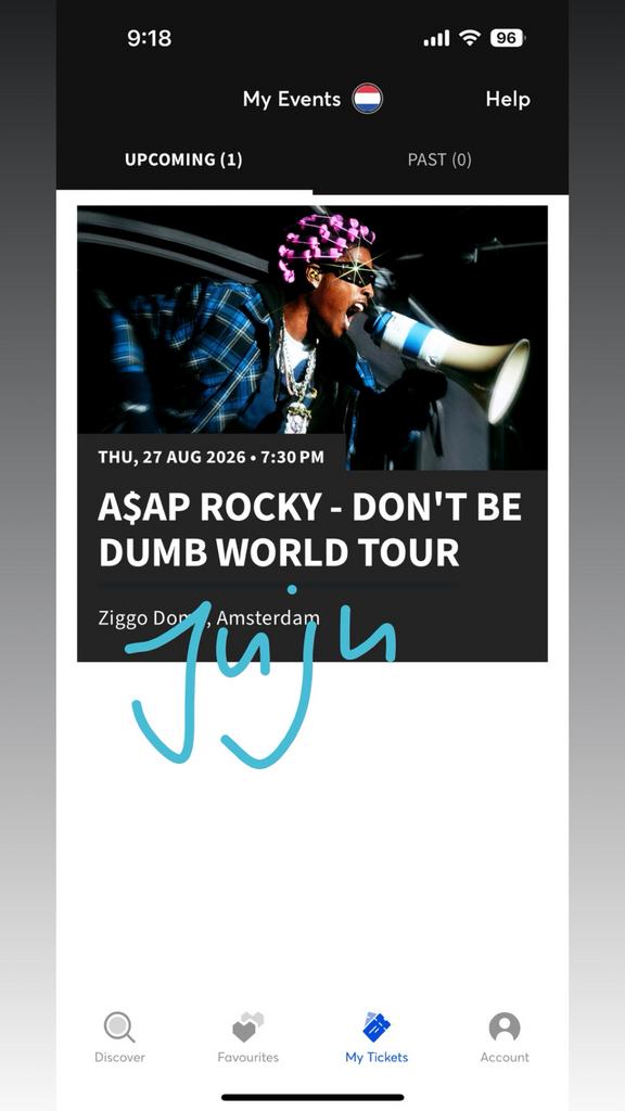 Asap rocky concert amsterdam ziggo dome zit plek, Eén persoon