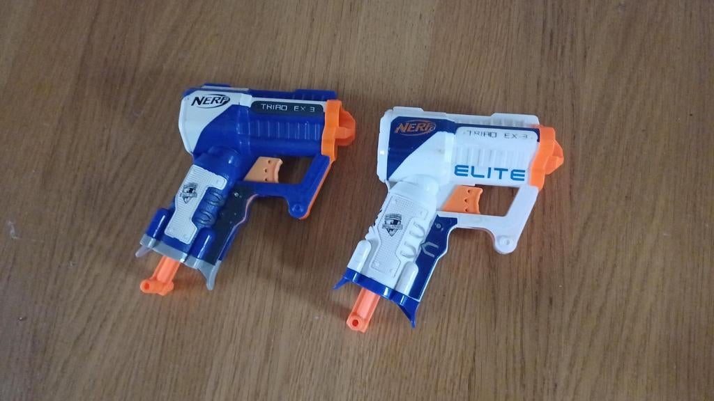 Nerf Elite Triad EX-3 blauw/wit, Ophalen of Verzenden, Gebruikt