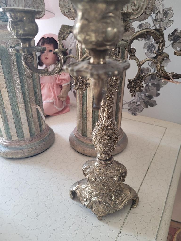 Vintage 5-armige koperen kandelaar, Huis en Inrichting, Woonaccessoires | Kandelaars en Kaarsen, Heikant 21 Kaatsheuvel, Overige kleuren