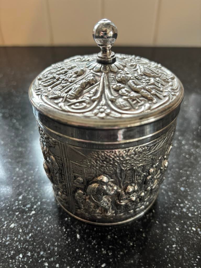 Douwe Egberts verzilverde theedoos Hendrik Hooijkaas, Ophalen of Verzenden