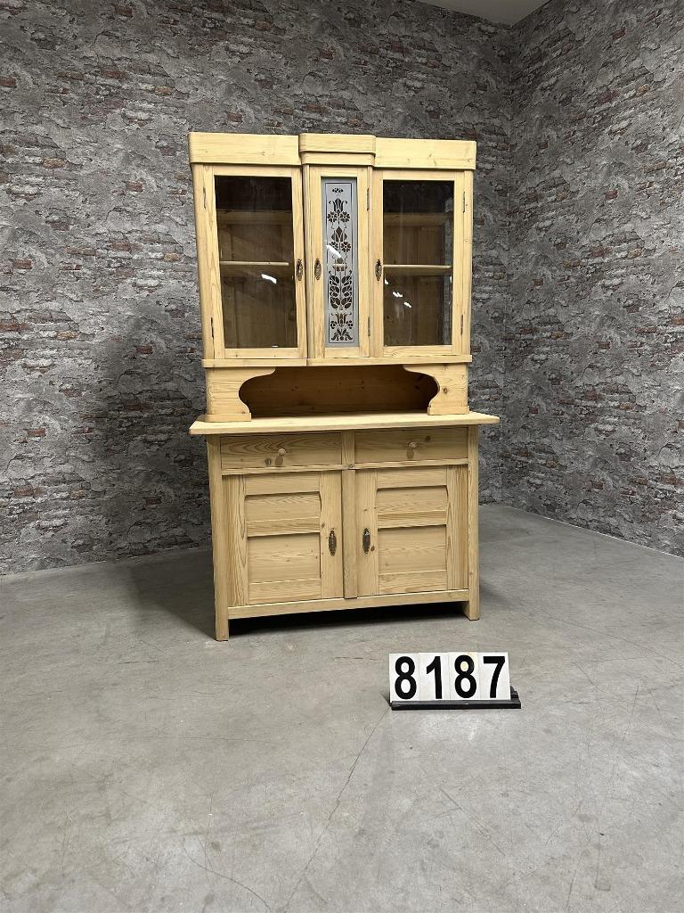 Antieke grenen vitrinekast | Keukenkast nr8187, Antiek, Info@antiekgroothandel.com, 7602 RG, Zo goed als nieuw