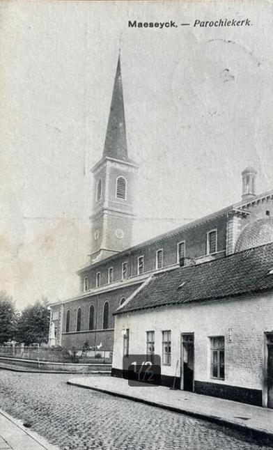 Ansichtkaart Maeseyck parochiekerk 1923 Maaseik, Verzamelen, Ophalen of Verzenden, 1920 tot 1940, Gelopen