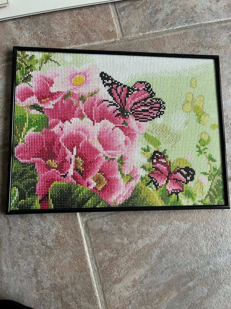 Diamond painting schilderij vlinders en bloemen, Ophalen of Verzenden, Zo goed als nieuw, Overige typen