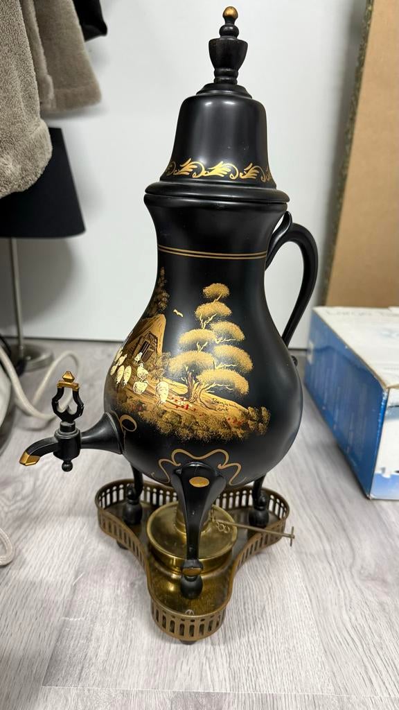 Tinnen Kraantjespot Handbeschilderd, Antiek en Kunst, Ophalen of Verzenden