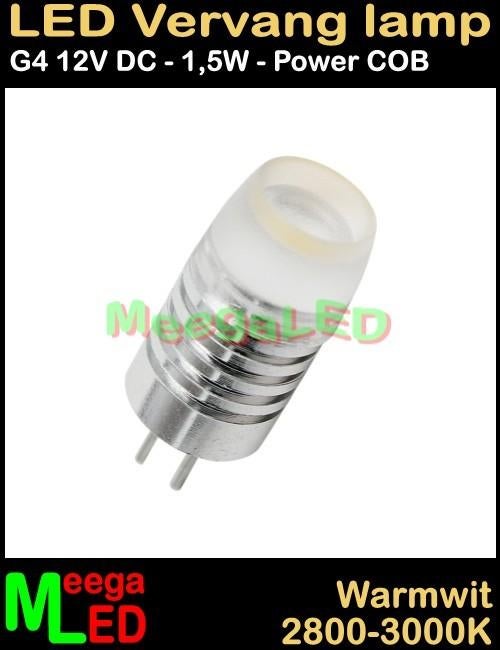 G4 ledspot ledlamp met 1,5 Watt COB LED - Warmwit - 2800k, Led-lamp, Minder dan 30 watt, Nieuw, Bipin of Steekvoet