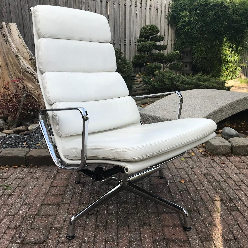 Vitra Eames fauteuil EA 222 EA222 chroom leer vintage, Ophalen, Gebruikt, Leer, Nvt