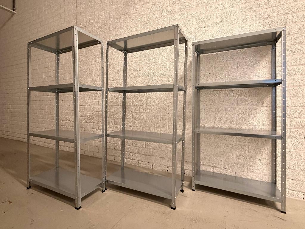 3x Industriële stalen wandstelling – 146  72  30,5 cm, Ophalen