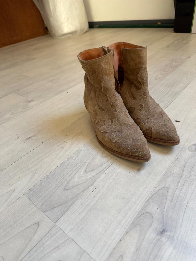 Prachtige VIA VAI Suède Cowboylaarsjes - Bruin/Taupe - Mt 40, Kleding | Dames, Schoenen, Via Vai, Bruin, Verzenden, Lage of Enkellaarzen