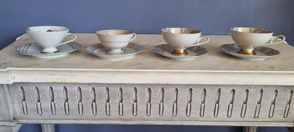 porselein thee kop & schotels Bavaria vergulde randen, Ophalen, Zo goed als nieuw, Overige stijlen, Kop(pen) en/of Schotel(s)