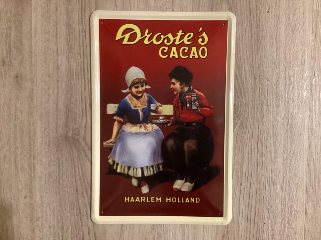 Vintage DROSTE’s CACAO reclame bord (geen emaille), Ophalen of Verzenden
