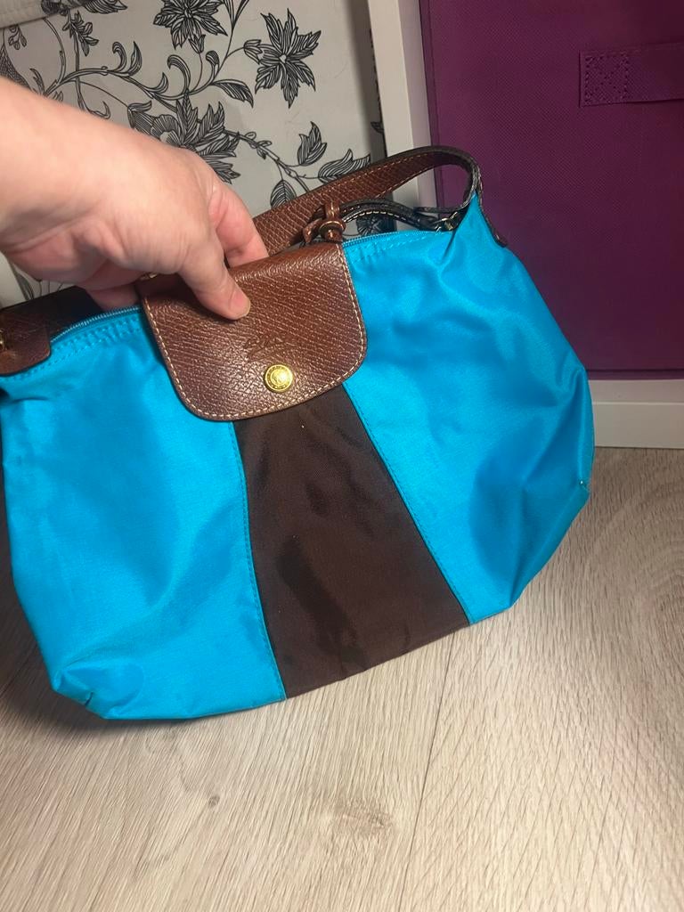 Zeer nette Longchamp tas - Blauw/Bruin, Verzenden, Zo goed als nieuw, Blauw, Handtas