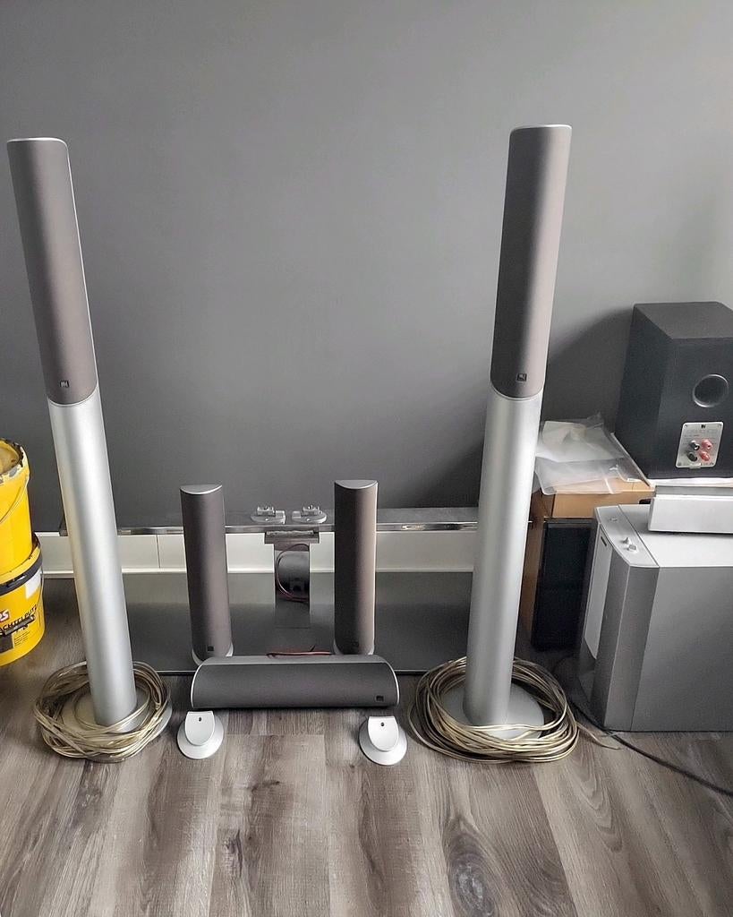 Onkyo 5.1 receiver 5 Kef HTS5001 speakers actieve subwoofer, Gebruikt, 70 watt of meer, 5.1-systeem, Overige spelers