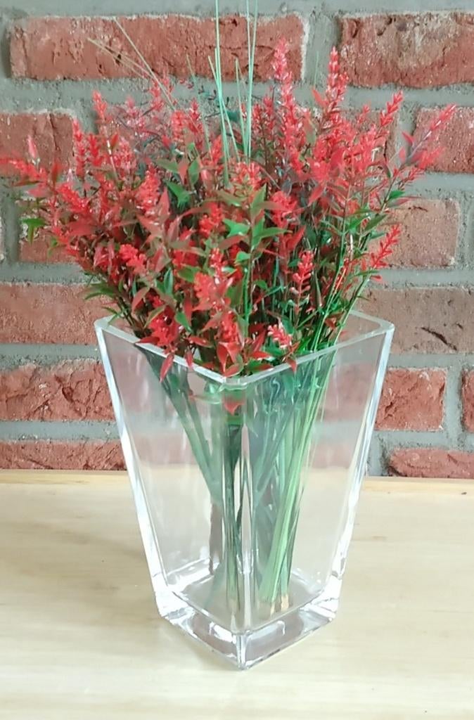 vaas dik glas conisch vierkante basis, volgnr 8, Overige kleuren, Ophalen of Verzenden, Minder dan 50 cm, Glas