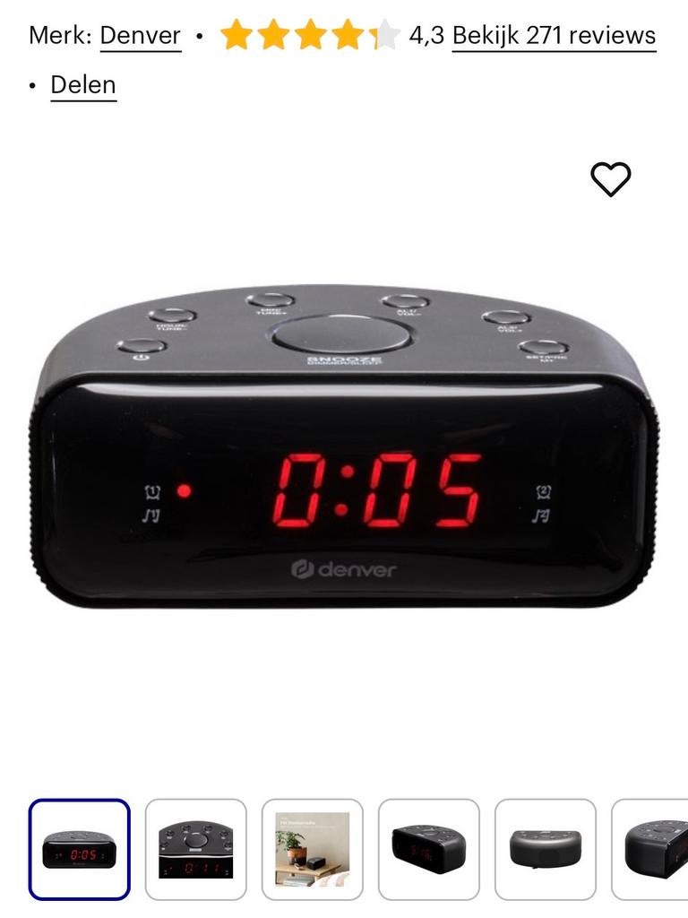Denver CR-430 FM Wekkerradio met dubbel alarm, Ophalen of Verzenden, Nieuw, Digitaal