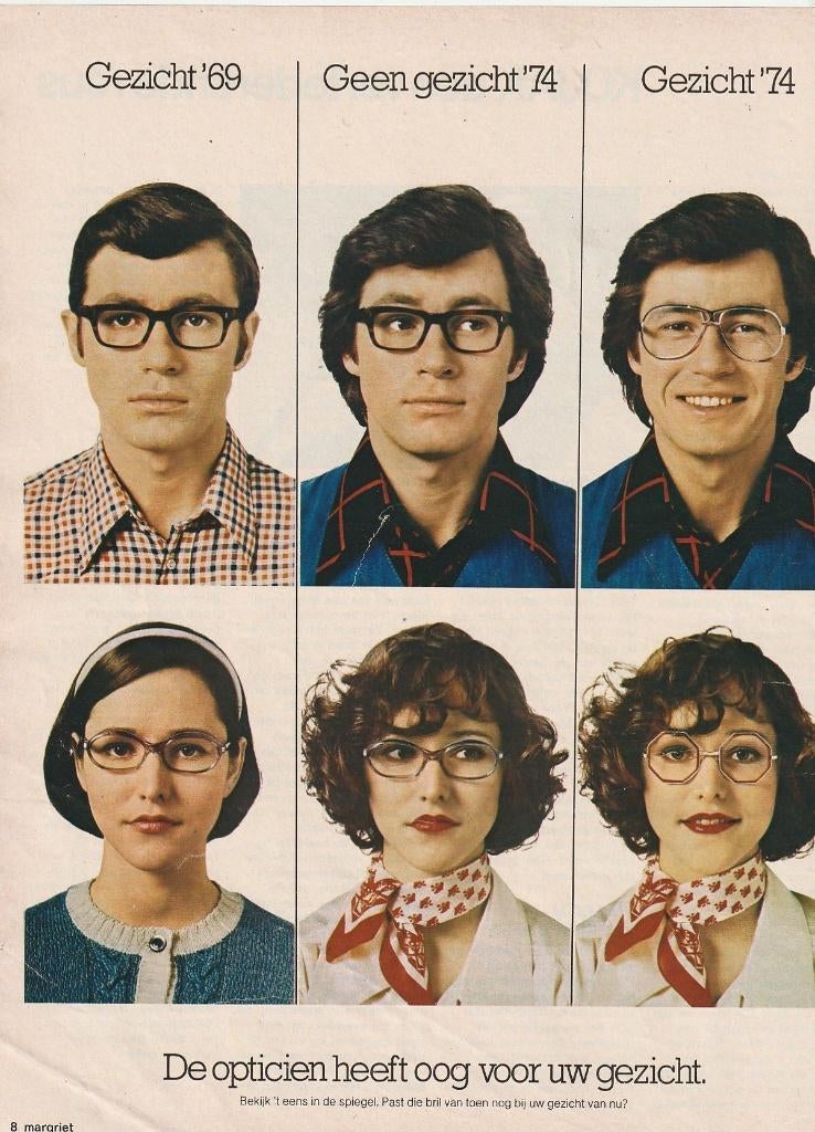 Retro reclame 1974 Opticien bekijk bril eens in de spiegel, Verzamelen, Retro, Verzenden, Overige typen
