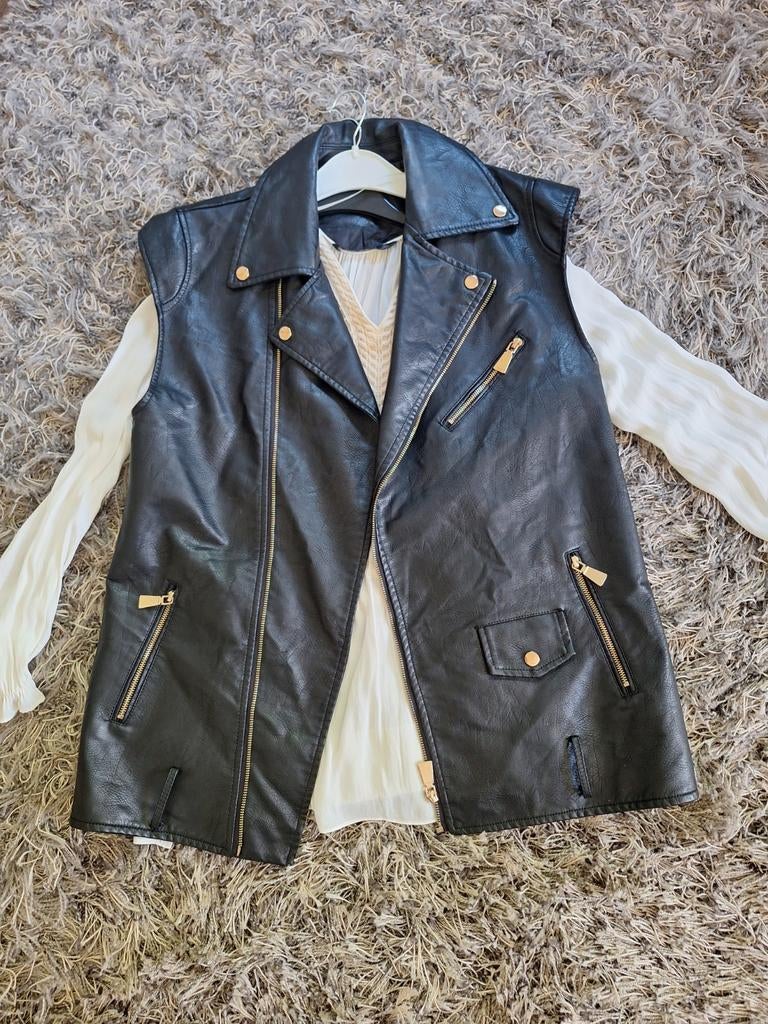 Loavies zwarte PU leren bodywarmer maat M, Maat 38/40 (M), Zwart, Ophalen of Verzenden, Loavies