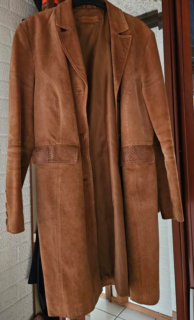 Leren cognac bruine jas maat L, Kleding | Dames, Jassen | Zomer, Verzenden, Gedragen, Maat 38/40 (M), Bruin