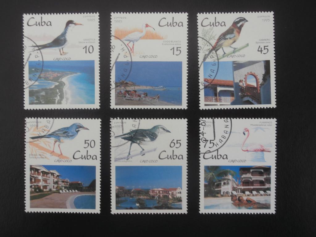 CUBA 1995; set (6) VOGELS, Verzenden, Gestempeld, Dier of Natuur