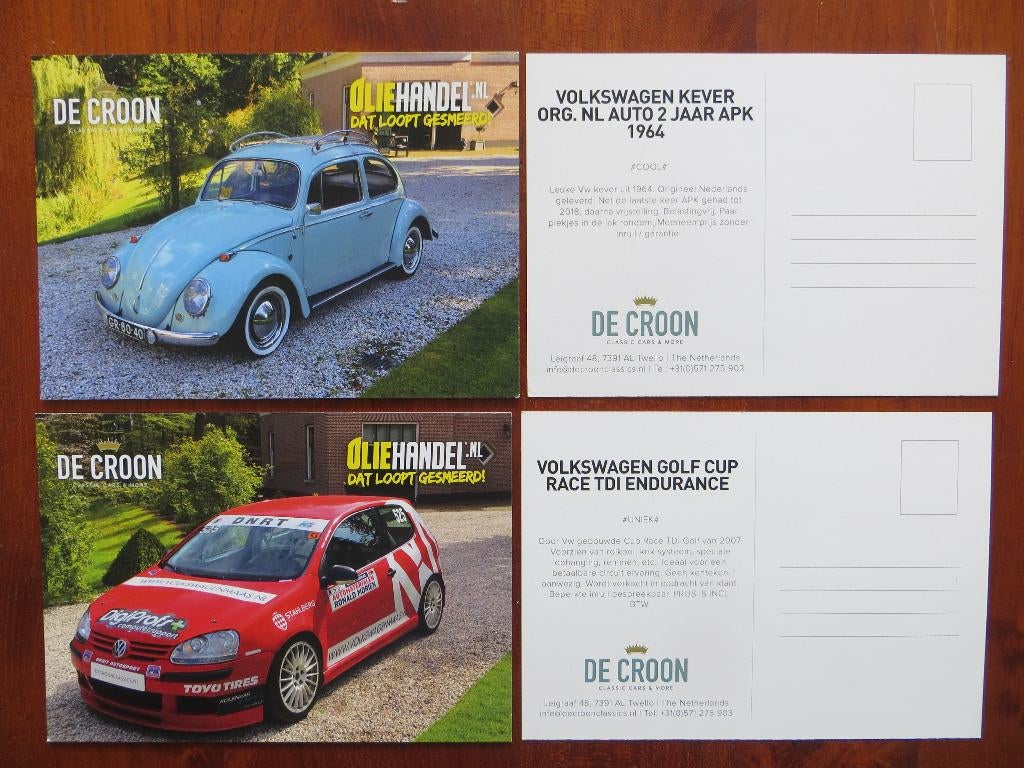 De Croon informatiekaarten Volkswagen Kever, Golf Cup Race, Ophalen of Verzenden, Nieuw, Volkswagen