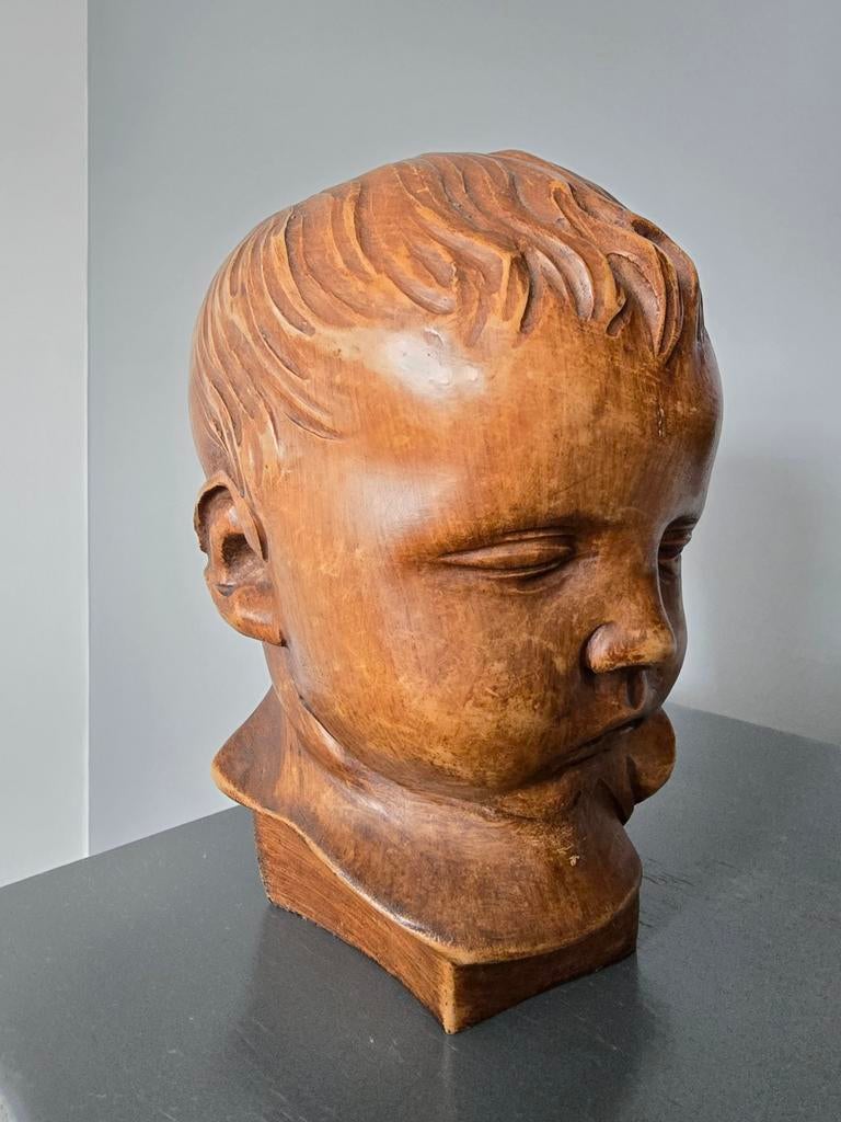 Antieke gemerkte buste / kinderhoofd gemaakt van Paridur, Ophalen of Verzenden