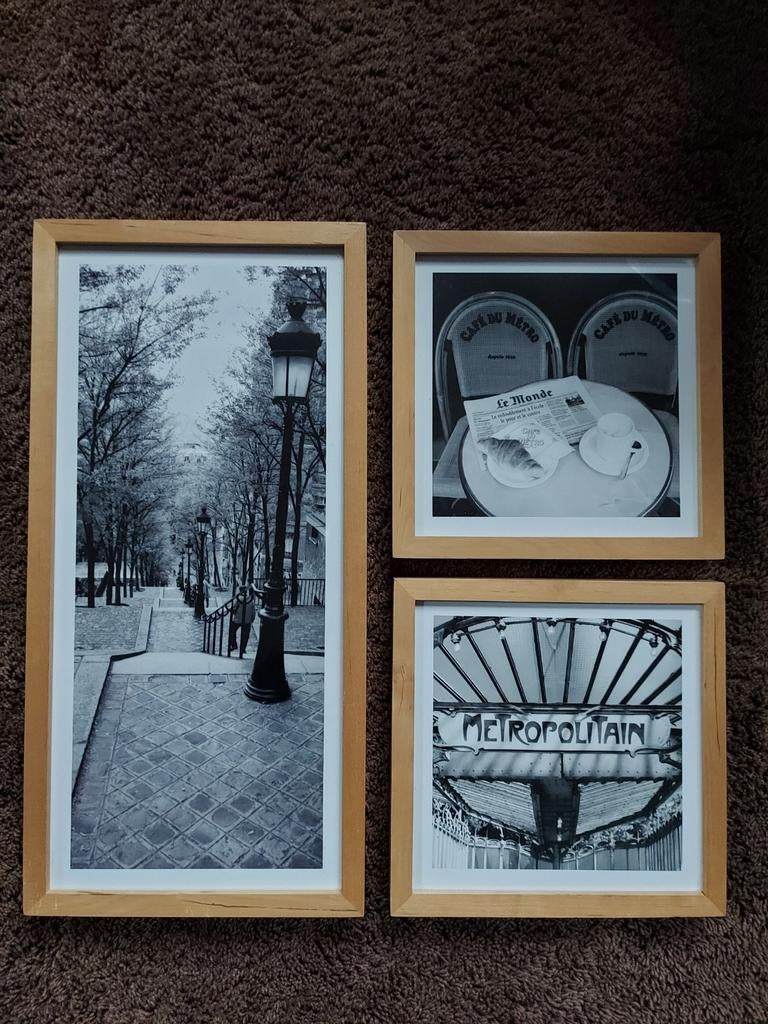 3 Ikea Ribba lijsten inclusief 3 prenten van Parijs, Ophalen, Minder dan 50 cm, Gebruikt, Minder dan 50 cm