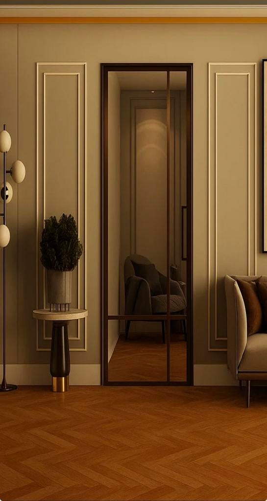 Brons stalen deur 240x98, Ophalen, Binnendeur, 200 tot 215 cm, Glas