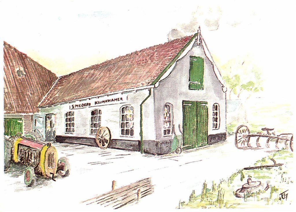 Kameleondorp Terherne, Smederij Klinkhamer - tekening - 2003, Verzamelen, Ophalen of Verzenden, Voor 1920, Gelopen, Noord-Brabant