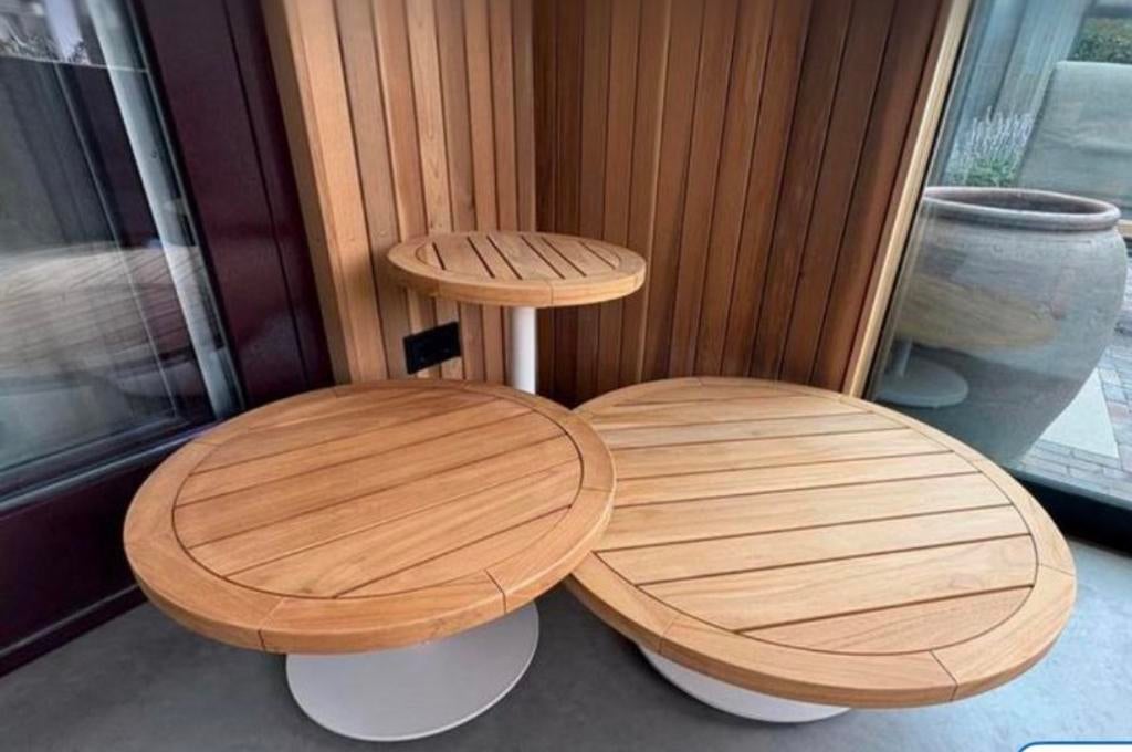 4SO 4 Seasons Volta coffeetables 45-60-80 teak nieuw, 45 tot 60 cm, 9723 CA, Rond, Nieuw