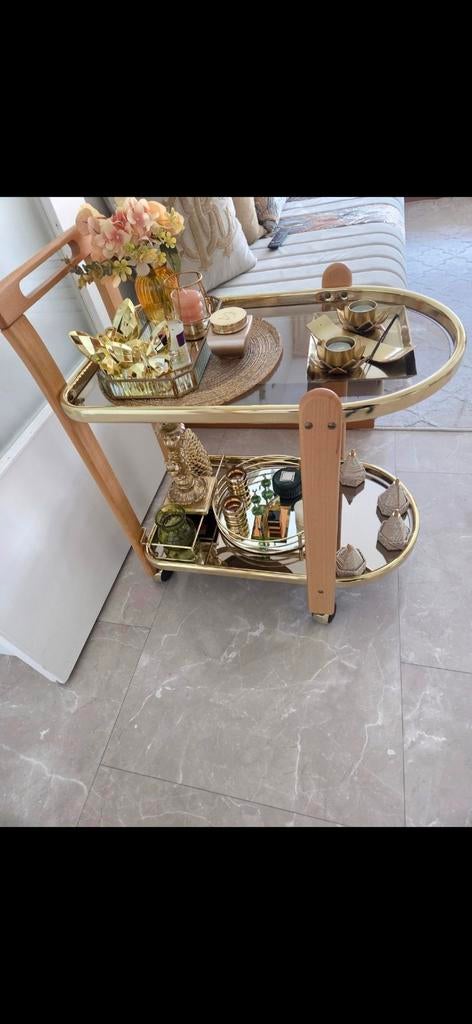 Stijlvolle serveerwagen met gouden accenten, Ophalen of Verzenden, Zo goed als nieuw