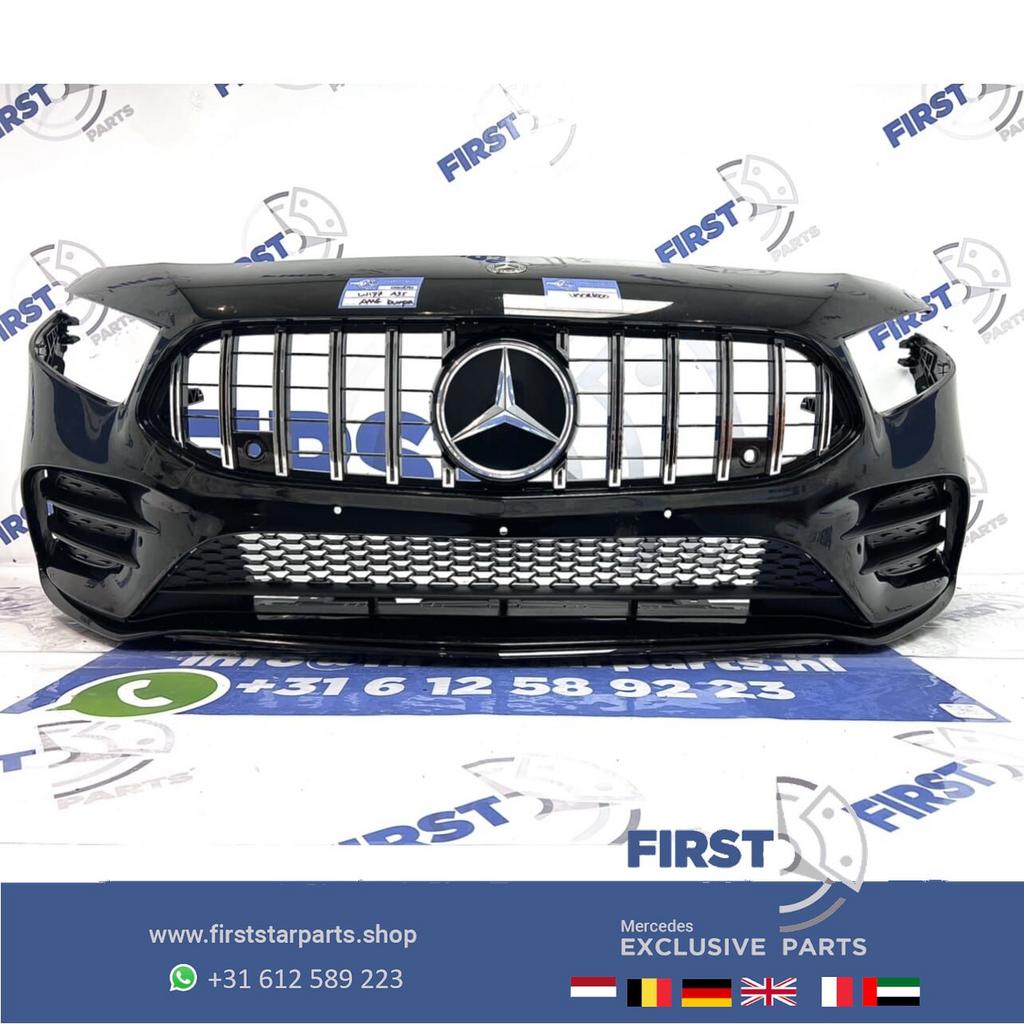 W177 AMG LINE VOORBUMPER A KLASSE 2022 A35 ZWART COMPLEET ME, Gebruikt, -, Voor, Ophalen of Verzenden