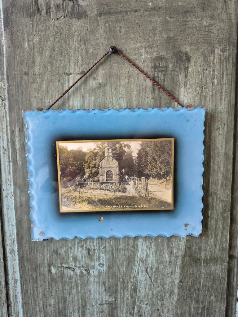 Antieke glazen lijst, reverse painting, Mosa 1314, Overige materialen, Minder dan 50 cm, Gebruikt, Ophalen of Verzenden