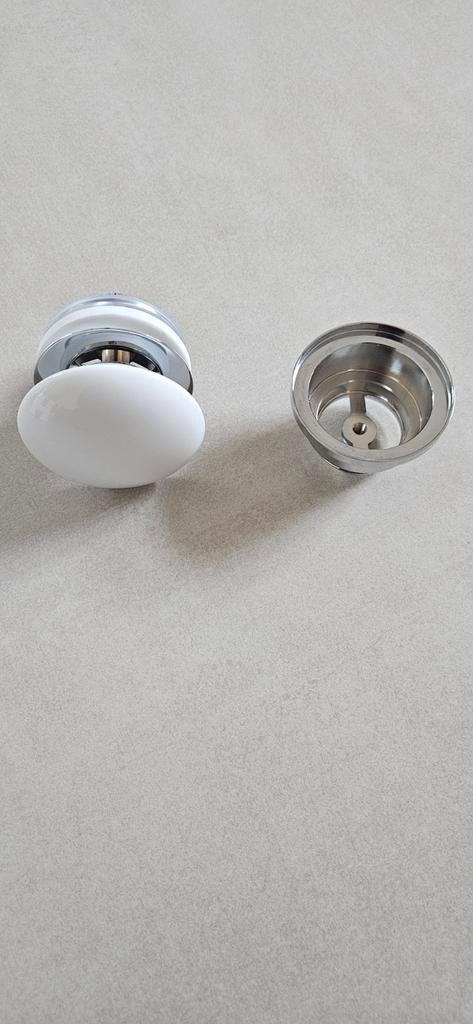 Keramische clic-waste afvoerplug glans wit zonder overloop, Doe-het-zelf en Verbouw, Sanitair, Ophalen of Verzenden, Nieuw, Chroom