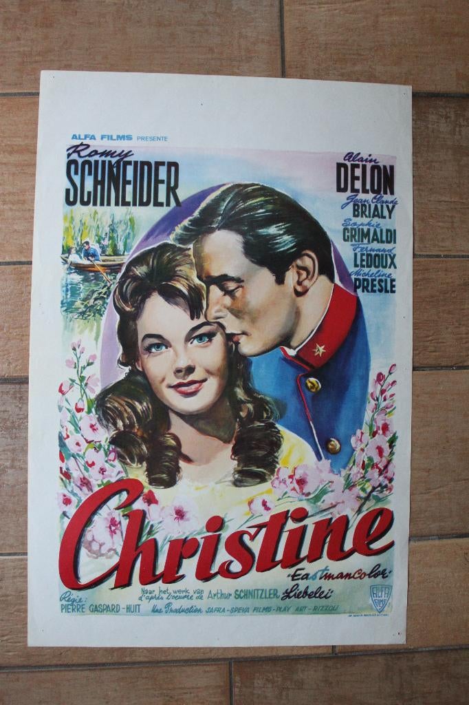 filmaffiche Christine Alain Delon Romy Schneider filmposter, Rechthoekig Staand, Ophalen of Verzenden, Zo goed als nieuw, A1 t/m A3