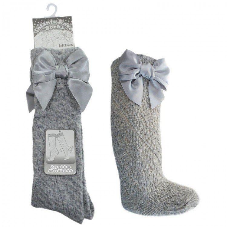 Pelerine kniekousen met grote strik NIEUW 0-2 jaar grijs, Schoentjes, Meisje, Nieuw, Ophalen of Verzenden