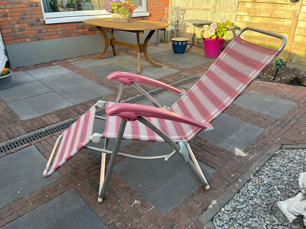 Robuuste lichtgewicht Lallemand 6 standen relaxstoel, Ophalen, Gebruikt, Campingstoel