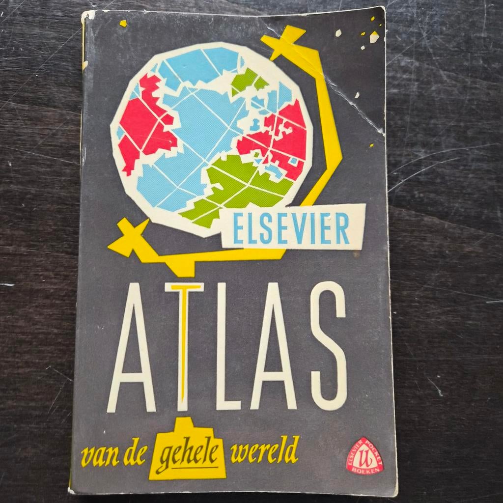 Elsevier Atlas van de gehele wereld - MCMXLIV, Gelezen, Overige atlassen, Ophalen of Verzenden, Geografisch en Cartografisch Instituut Elsevier
